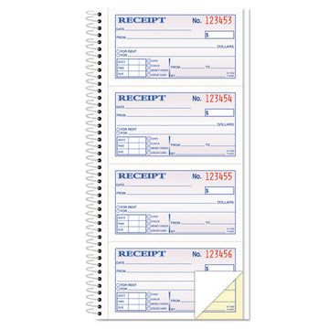 TOPS™ Money-rent Receipt Spiral Book, Two-part Carbonless, 2.75 X 4.75, 4-page, 200 Forms freeshipping - TVN Wholesale